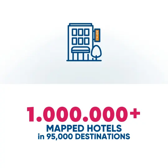1.000.000+ Mapped hotels in 95.000 destinations