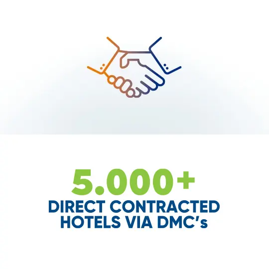 5000+ Direct Contracted hotels via dmc